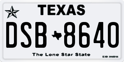 TX license plate DSB8640
