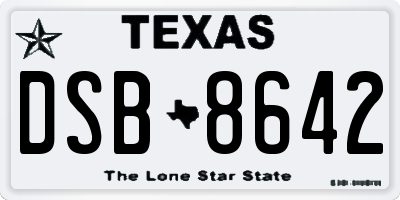 TX license plate DSB8642