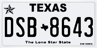 TX license plate DSB8643