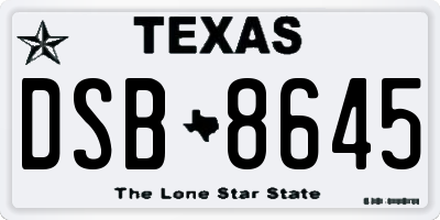 TX license plate DSB8645