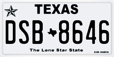 TX license plate DSB8646