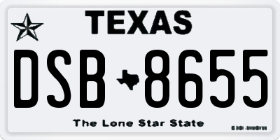 TX license plate DSB8655