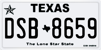 TX license plate DSB8659