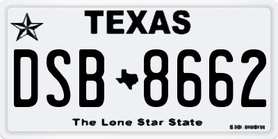 TX license plate DSB8662
