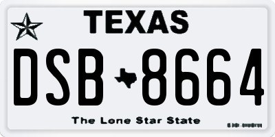 TX license plate DSB8664
