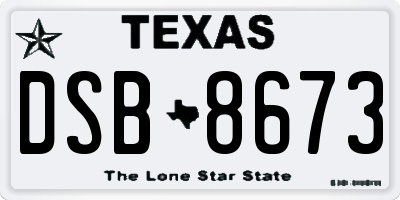 TX license plate DSB8673
