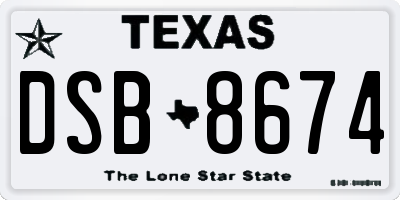 TX license plate DSB8674