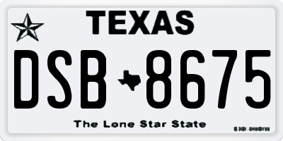 TX license plate DSB8675