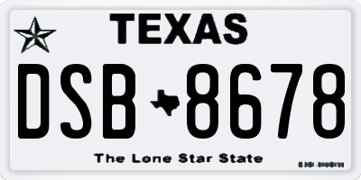 TX license plate DSB8678