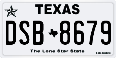 TX license plate DSB8679