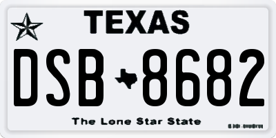 TX license plate DSB8682