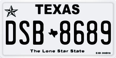 TX license plate DSB8689
