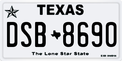 TX license plate DSB8690