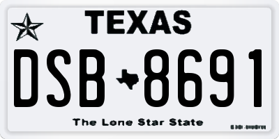 TX license plate DSB8691