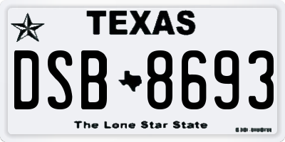 TX license plate DSB8693