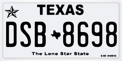 TX license plate DSB8698