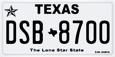TX license plate DSB8700