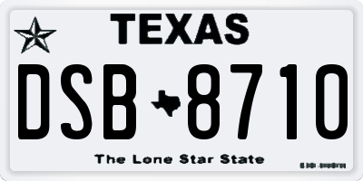 TX license plate DSB8710