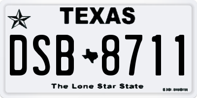 TX license plate DSB8711