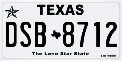 TX license plate DSB8712