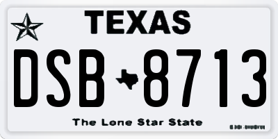 TX license plate DSB8713