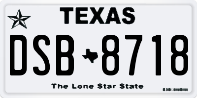 TX license plate DSB8718