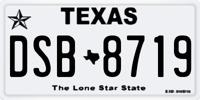 TX license plate DSB8719