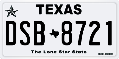 TX license plate DSB8721