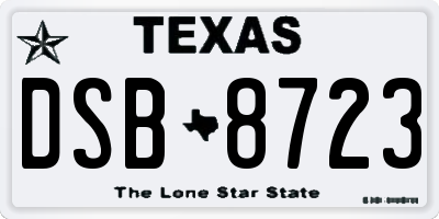 TX license plate DSB8723