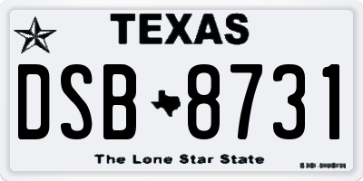 TX license plate DSB8731