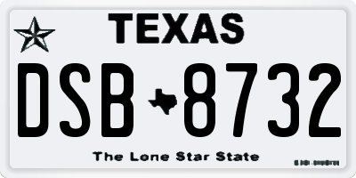 TX license plate DSB8732
