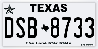 TX license plate DSB8733