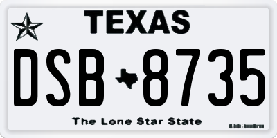 TX license plate DSB8735