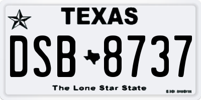TX license plate DSB8737