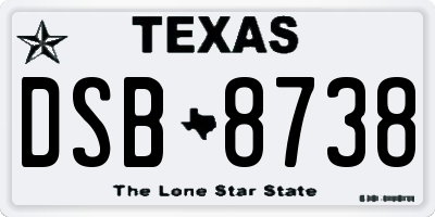 TX license plate DSB8738