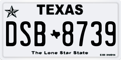 TX license plate DSB8739
