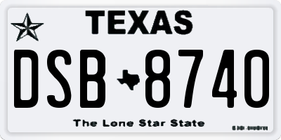 TX license plate DSB8740