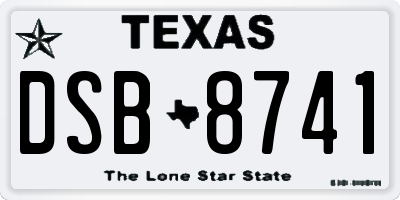 TX license plate DSB8741
