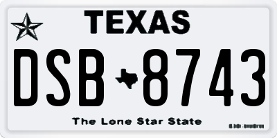 TX license plate DSB8743