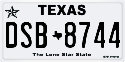 TX license plate DSB8744