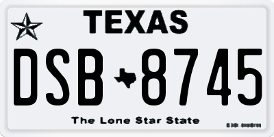 TX license plate DSB8745