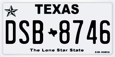 TX license plate DSB8746
