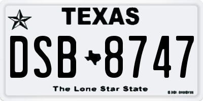 TX license plate DSB8747
