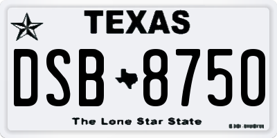 TX license plate DSB8750