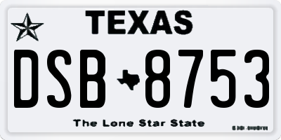 TX license plate DSB8753