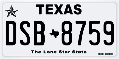 TX license plate DSB8759