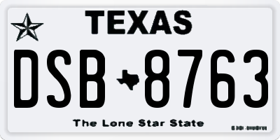 TX license plate DSB8763