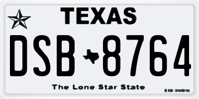 TX license plate DSB8764