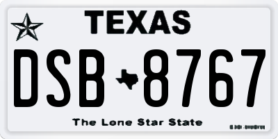 TX license plate DSB8767