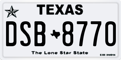 TX license plate DSB8770